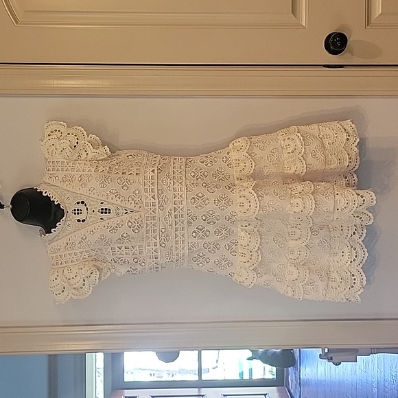 Sea New York Sz 4 Cream Lace Ruffle Cocktail Dress - Picture 3 of 13